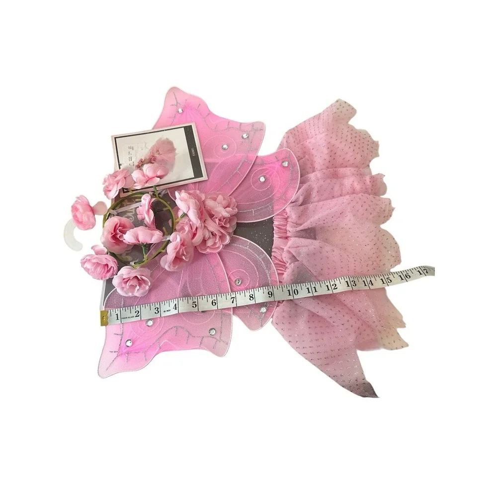 New Fairy Dust Halloween Pet‎ Dog Cat Costume Apparel Pink Butterfly Set M/L